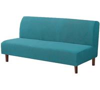XTHY 1/2/3 Seater Folding Sofa Bed Cover Teal Covered Futon Armless Sofa Slipcover Protector Legs Small Double Cover Armless Sofa Cover Stretch Futon Cover Armless Stretch Cover For Pets