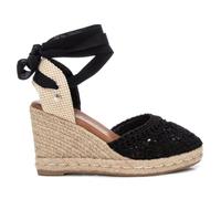 XTI Women's 142336 Espadrille Wedge Sandal, Black/White, 5 UK