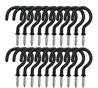 xtieksh 24 Pack Ceiling Hooks for Hanging Plants - 2 Inches Heavy Duty Hanging Hooks for Christmas Lights, Cups, Decors - Black Vinyl Coated Screw in Plant Hanger Hook Indoor and Outdoor