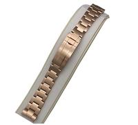 XTINKOPW 1pc 20mm Watch Strap Solid 316L Stainless Steel Men's Watches Watchband Safety Folding Buckle Parts for Submariner Deepsea NH35 Case(Rose Gold)