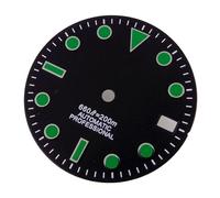 XTINKOPW 1pc 28.5mm Green/White/Black Sterile Watch Dial Face Hands Set Fit NH35 NH35A NH36A Automatic Movement Date Watch Parts Accessories(Green Marks dial)