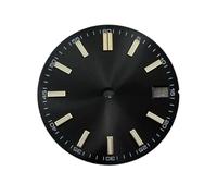 XTINKOPW 1pc 28.5mm NH35 Watch Dial for Black Sunburst Grain NH35A Movement Green Luminous Mod Dial Date Windows Watch Cadran Face(A4)