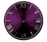 XTINKOPW 1pc 28.5mm Sunburst Roman Numeral Black Blue Green Red Sterile Watch Dial Fit NH35/NH36/4R/7S Movement Calendar Window(Purple)