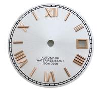 XTINKOPW 1pc 29mm Black White Red Gold Dial Rome Index Fit NH35 NH36 Movements Fit 3 Clock 3.8 Clock Crown(White Rose Gold 1)