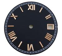 XTINKOPW 1pc 29mm Black White Red Gold Dial Rome Index Fit NH35 NH36 Movements Fit 3 Clock 3.8 Clock Crown(Black Rose Gold 2)