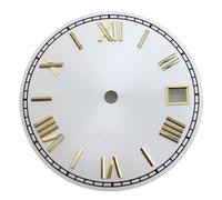 XTINKOPW 1pc 29mm Black White Red Gold Dial Rome Index Fit NH35 NH36 Movements Fit 3 Clock 3.8 Clock Crown(White Gold Index 2)