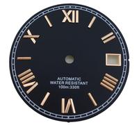 XTINKOPW 1pc 29mm Black White Red Gold Dial Rome Index Fit NH35 NH36 Movements Fit 3 Clock 3.8 Clock Crown(Black Rose Gold 1)