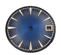 XTINKOPW 1pc 29mm Cocktail Dial NH35 Women's Watch Dial Accessories Radial Texture Faces NH35 Watches Repair Parts(Silver Dark Blue)