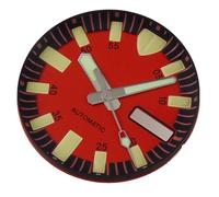 XTINKOPW 1pc 29mm Red/Blue/Yellow Watch Dial Face Monster Sterile Green Luminous Fit NH36 NH36A Automatic Movement Diving Watch Accessories(Red dial Hand)