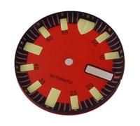 XTINKOPW 1pc 29mm Red/Blue/Yellow Watch Dial Face Monster Sterile Green Luminous Fit NH36 NH36A Automatic Movement Diving Watch Accessories(Red dial)