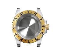 XTINKOPW 1pc 316L Stainless Steel Watch Case 40mm Gold Edge Flat Glass for NH35/ NH36 Movement Watch Accessories(NO9 Aluminum Bezel)