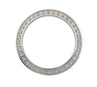 XTINKOPW 1pc 39.2mm *30.8mm Bezle Diamond Bezel with Circular Tilted Metal Glass Inlay Suitable for VK63 Case Watcha Ccessories(Silvery)
