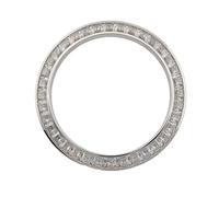 XTINKOPW 1pc 39.2mm *30.8mm Diamond Bezel with Circular Tilted Metal Glass Inlay Suitable for Replacing VK63 Case(Silvery)