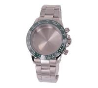 XTINKOPW 1pc 40mm White/Blue/Green/Brown Glass Stainless Steel Watch Cases Strap Fit VK63 Movement(C)