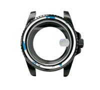 XTINKOPW 1pc NH35 40mm Black Watch Case Sapphire Crystal 120 Click Bezel for NH34/NH35/NH36 Movements Accessories 28.5mm Dial(Blue,Solid Back Cover)