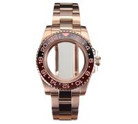 XTINKOPW 1pc Rose Gold 40mm GMT Watch Case Two-Tone Ceramic Bezel for NH35 NH36 NH38 Miyota 8215 ETA 2824 Movement Solid Steel Bracelet(Glass Cover 2,2824 Movement)