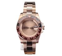 XTINKOPW 1pc Rose Gold 40mm GMT Watch Case Two-Tone Ceramic Bezel for NH35 NH36 NH38 Miyota 8215 ETA 2824 Movement Solid Steel Bracelet(Solid Cover 1,Miyota 8215)