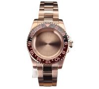 XTINKOPW 1pc Rose Gold 40mm GMT Watch Case Two-Tone Ceramic Bezel for NH35 NH36 NH38 Miyota 8215 ETA 2824 Movement Solid Steel Bracelet(Solid Cover 2,2824 Movement)
