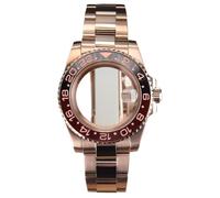 XTINKOPW 1pc Rose Gold 40mm GMT Watch Case Two-Tone Ceramic Bezel for NH35 NH36 NH38 Miyota 8215 ETA 2824 Movement Solid Steel Bracelet(Glass Cover 1,Miyota 8215)