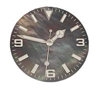 XTINKOPW 1pc Shell Face Watch Dial 28.5mm Green Luminous Dial Shiny Sterile 369 Faces Accessory for NH35 Movement(Black 03 set-126-01)