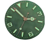 XTINKOPW 1pc Shell Face Watch Dial 28.5mm Green Luminous Dial Shiny Sterile 369 Faces Accessory for NH35 Movement(Green 06 set-126-01)
