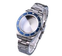 XTINKOPW 1pc Watch Case Stainless Steel Diving Watch Case Glass 20Bar Fit for NH35A NH36A Automatic Movement(Blue and Strap)