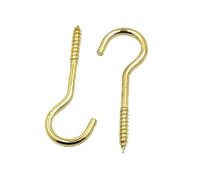 XTINKOPW 2-50pcs 1-14 Carbon Steel Question Mark Hook Sheep Eye Screw Self-Tapping Hooking(Yellow,No.4 10pcs)