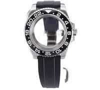 XTINKOPW 40mm Men's Diving Watch Cases Rubber Strap for Nh35 Nh34 Nh36 Nh38 Miyota 8215 Eta2824 Movement 28.5mm Dial GMT Master SUB(Black Rubber Band 9,NH34 35 36 38)