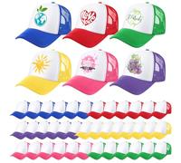 Xtinmee 36 Pcs Unisex Sublimation Hats Blank Trucker Hats Adjustable Baseball Caps for Men Women Outdoor DIY, 6 Colors, Small