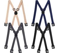 Xtinmee 4 Pcs Hidden Suspenders for Men Hidden Suspenders Adjustable Under Clothing Undergarment Suspenders, Black, Gray, Navy Blue, Beige, One Size