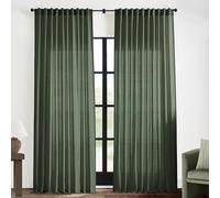 XTMYI 2 Panels Olive Green 108 Inch Length Back Tab/Hook Belt Linen Cotton Sheer Curtains for Bedroom 2 Panels,70 Inch Wide