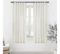 XTMYI 68 Inch Curtains 2 Panel Set,Linen Boho Semi Sheer Curtains for Bedroom Living Room,40x68 in Long,Cream Ivory Off White