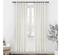 XTMYI 80 Inch Closet Curtains for Bedroom Closet Door,Linen Cotton Boho Semi Sheer Back Tab Pleated Easy Open Sliding Closet Door Curtains,80 Inches Long,2 Panels Set,Cream Ivory Off White