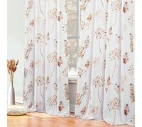 XTMYI Autumn Living Room Curtains 160 cm Long 2 Panels Floral Pattern 80% Blackout Heat Blocking Blackout Window Curtains Burnt Orange and Blue 132 x 160 cm Long