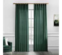 XTMYI Forest Green Curtains 96 Inches Long for Living Room,Light Filtering Back Tab Hooks Pleated Semi Sheer Dark Academia Curtains for Room Decor Bedroom 96 Length 2 Panels