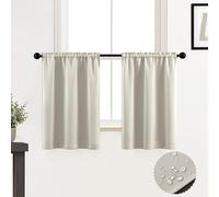 XTMYI Front Door Curtains Small Window,Blackout Waterproof Narrow Curtains for Wood Shower Window,Rod Pocket 2 Panels,30x24 Inch Length,Cream Ivory
