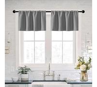XTMYI Grey Valance Curtains 18 Inch Length for Kitchen Window 2 Pack Rod Pocket Waterproof Balance Light Blackout Valances for Living Room Bathroom Basement