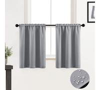 XTMYI Medium Grey Curtains Kids Room Darkening Heavy Polyester Short Blinds for Boys Room Small Window 30 Inch Length Light Grey