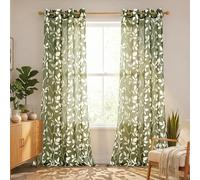XTMYI Olive Green Curtains, 84 inches Length for Bedroom, Aesthetic, Sheer, Country Core, Room Decoration, Natural Ivy Leaf, Plant, Artificial Vine Curtain for Living Room, Moss Green