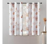 XTMYI Orange Curtains for Kitchen,Boho Colorful Floral Short Curtains for Window Bedroom,45 Inch Length Terracotta and Dark Blue