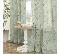 XTMYI Sage Green Curtains for Living Room 84 Inches Long 2 Panels Set Leaf Spring Printed Pattern Floral Bird Window Curtain Panels for Bedroom Aesthetic,Light Green