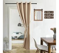 XTMYI Sliding Door Curtains 80 Inch Length,Single Curtain Panel,Waterproof Insulating Thermal Blackout Curtains for Bedroom Window Bathroom Doorway 42x80 Inches Long,Neutral Beige