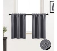 XTMYI Small Bathroom Window Curtain Waterproof Short Blackout Curtains for Living Room Kitchen,Grey,36 lnch Length