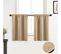 XTMYI Small Window Curtains for Bathroom Waterproof Tiers Cafe Kitchen Curtains Sets for Window 36 Inch Length Neutral Beige