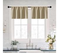 XTMYI Waterproof Blackout Fabric 18 Inch Valances for Windows,Beige