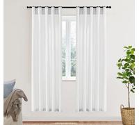 XTMYI White Sheer Closet Curtains 78 Inches Long for Bedroom Open Closet Door,2 Panels Set Semi Privacy Linen Cotton Drapes for Living Room Dining Room,78in Length