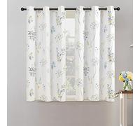XTMYI Yellow Cafe Kitchen Curtains 45 Inch Length for Window Over Sink,80% Blackout Bright Colorful Floral Spring Decor for Bedroom Bathroom