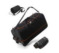 XTMZ 32" Soft-Sided Foldable Wheeled Travel Duffel Bag,Expandable 110L to 140L Rolling Cargo Bag with 2 Wheels and Multiple Pockets, 001-Black Orange, 86L, Travel