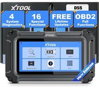 XTOOL D5S OBD2 Scanner, Car Diagnostic Tool for Engine ABS SRS Transmission, 16 Resets, Oil/Brake/SAS/ABS/DPF/TPMS/Throttle/Injector Coding/Battery Test, AutoVIN, Full OBD2 Function, Lifetime Update