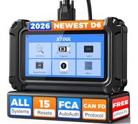 XTOOL D6 OBD2 Scanner, 2026 Full System Car Diagnostic Tool with 15 Resets, Oil Reset, ABS, SAS, BMS, DPF, Throttle, EPB, FCA&CAN FD, Upgrad of D5S, Free Update